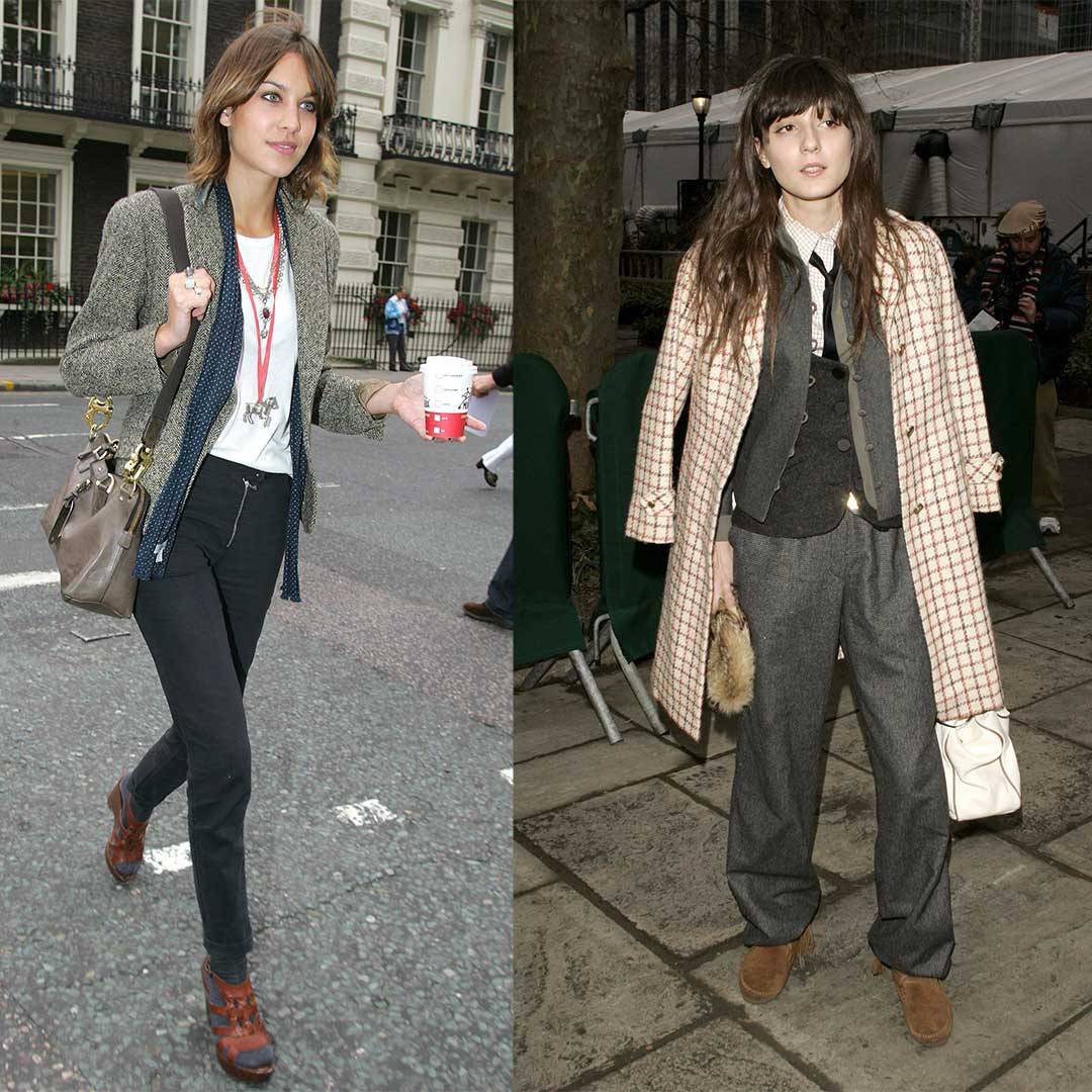 Po lewej: Nikt nie wyglądał tak dobrze w rurkach jak Alexa Chung, Po prawej: Irina uwielbiała modę inspirowaną stylem vintage (Fot. Getty Images)