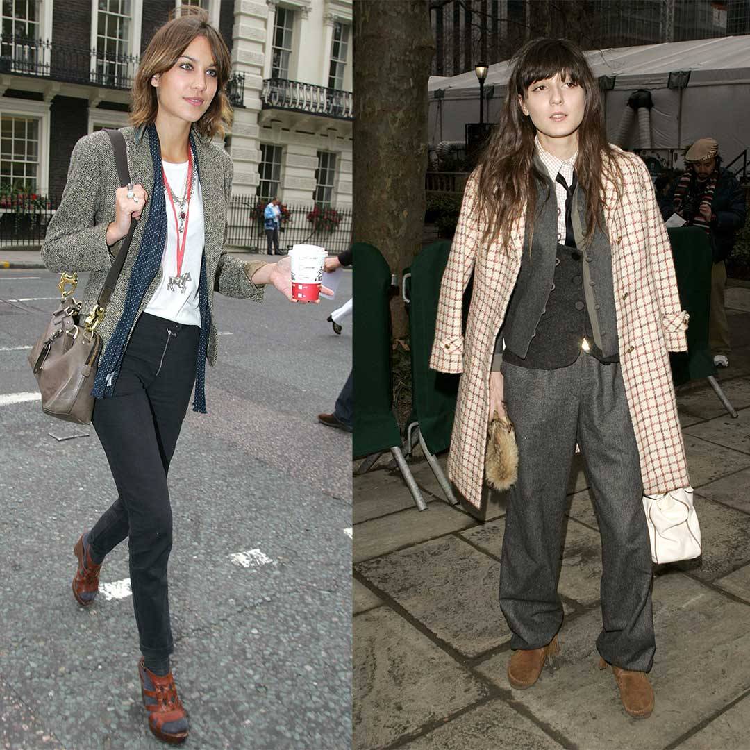 Po lewej: Nikt nie wyglądał tak dobrze w rurkach jak Alexa Chung, Po prawej: Irina uwielbiała modę inspirowaną stylem vintage (Fot. Getty Images)