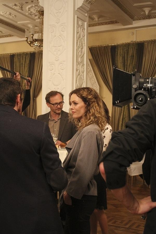 Andrzej Chyra i Vanessa Paradis na planie filmu Szron