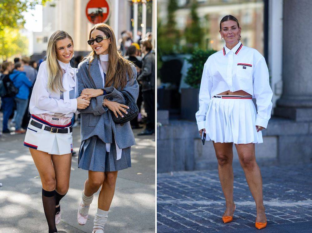 Inspiracje street style’u: Spódniczka mini i marynarka lub koszula to nowy hit sezonu (Fot. Getty Images)