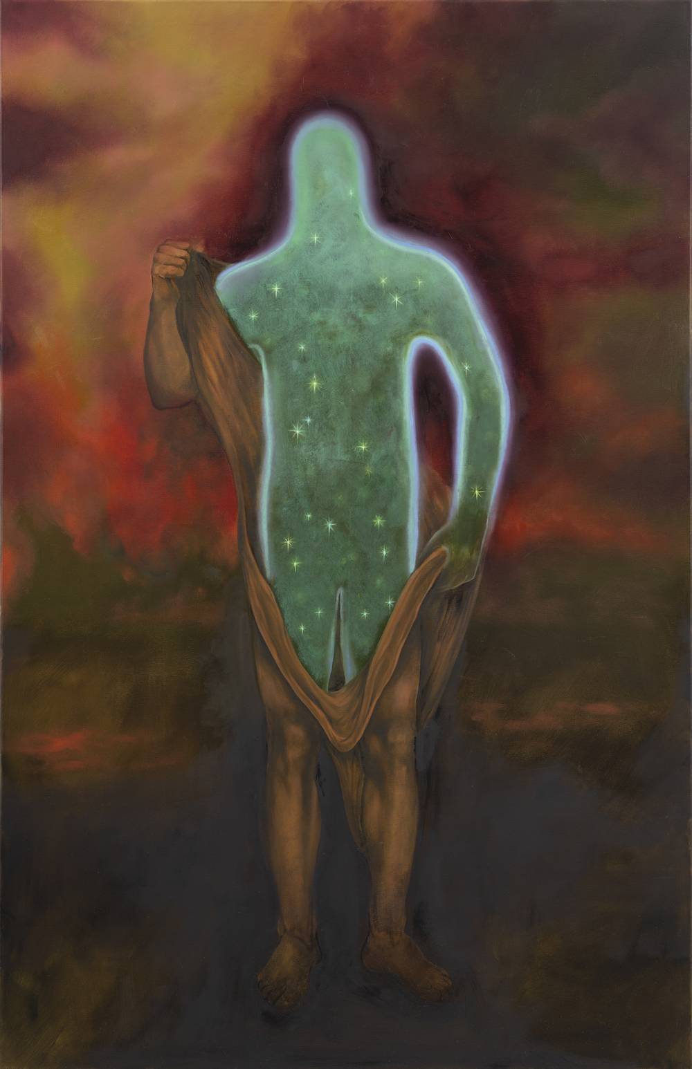 Krzysztof Gil, Gwiezdny pył (Stardust), 2024, olej na płótnie, 170 × 109.5 cm. Dzięki uprzejmości artysty i Galerii Monopol