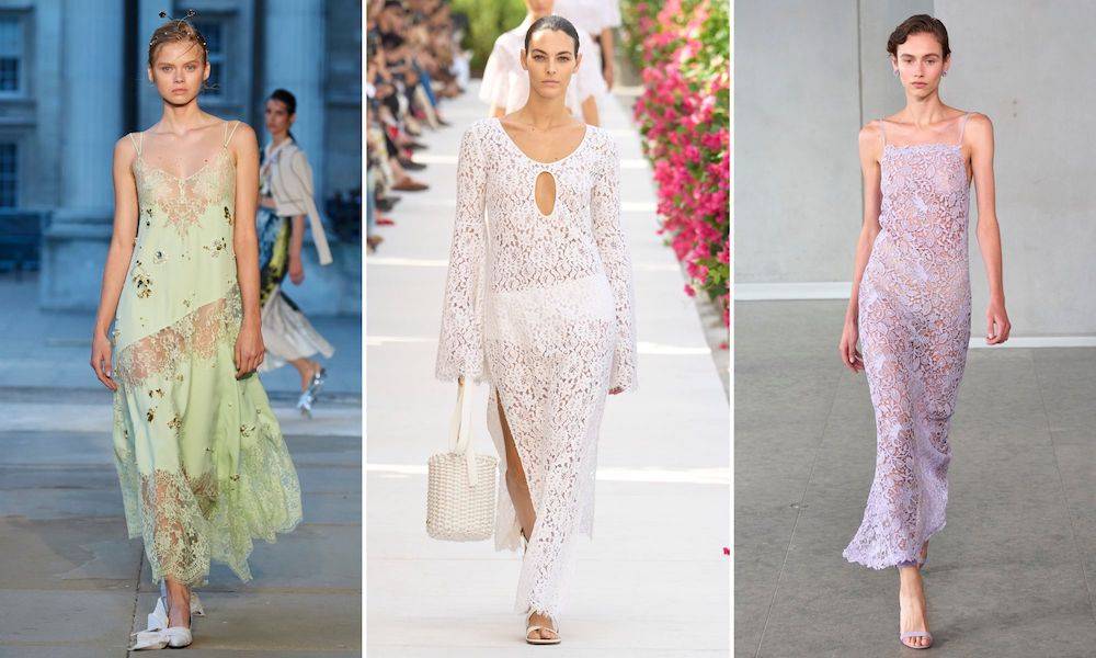 W 2024 roku zwiewne letnie sukienki zostaną zastąpione przez koronkowe sukienki. Tkane w piękne wzory, inspirowane latami 60. XX wieku i wręcz skrojone pod słoneczną pogodę (Fot. Spotlight. Launchmetrics)