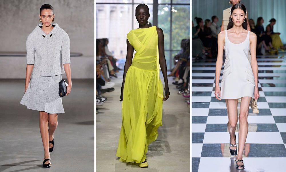 Wybiegowe trendy 2024: Inspiracje przeszłością i powrót do sprawdzonych krojów. (Fot. Spotlight. Launchmetrics / Agencja FREE / Tory Burch, Phillip Lim, Versace)
