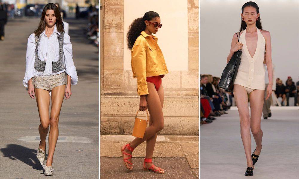 Najmocniejszy trend 2024 roku? Mikroszorty (Fot. Spotlight. Launchmetrics / Agencja FREE / Stella McCartney, Longchamp, Ferragamo)