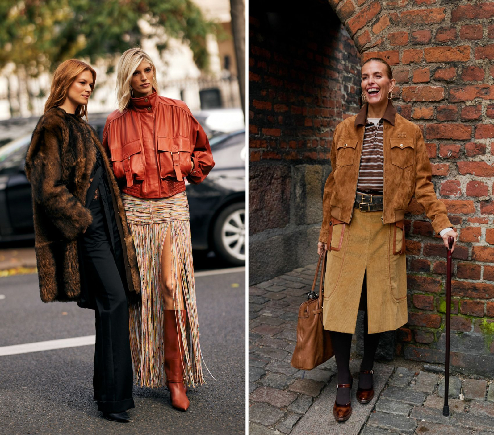 Jak podkreślić proporcje ciała stylizacją? Dwie modelki w modnych outfitsach oraz elegancka kobieta z torbą, podkreślają różne sylwetki.