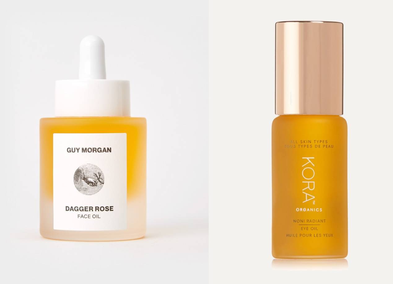 Olejek z dziką różą GUY MORGAN APOTHECARY/ BEBECONCEPT.PL, 199 zł; Fluid pod oczy Noni Radiant Eye Oil KORA ORGANICS/ DOUGLAS, 165 zł